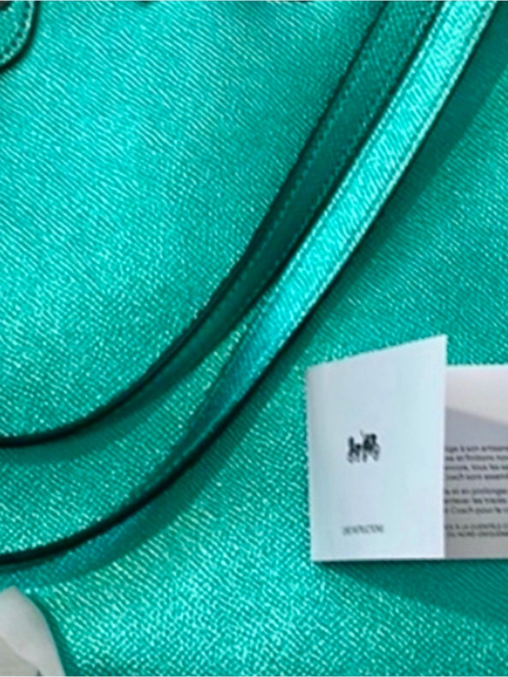 RARE Coach Metallic Sea Green City Tote with Wristlet Set “HARD TO FIND COLOR” - Picture 10 of 13